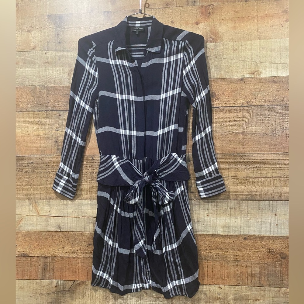 Lucky Brand Navy Plaid Shirt Dress Size XS